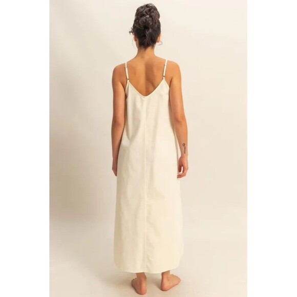 HYFVE Dyed V-Neck Loose Dress Cream - Picture 3 of 4